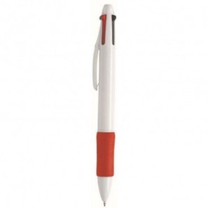 Bolígrafo de plástico con 4 colores Quat Rojo