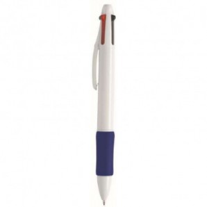 Bolígrafo de plástico con 4 colores Quat Azul