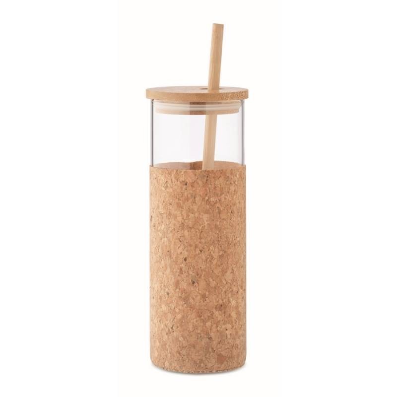 Vaso de vidrio con funda de corcho 450 ml