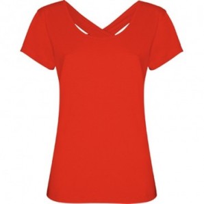 Camiseta Agnese manga corta espalda cruzada color Rojo