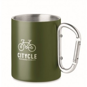 Taza metálica doble 300 ml asa mosquetón