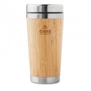 Taza de viaje de acero y bambú
