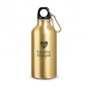 Botella deportiva en aluminio con mosquetón
