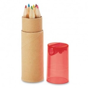 6 lápices de color en tubo Rojo transparente