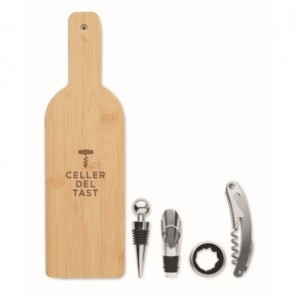 Set vino en forma de botella en estuche de bambú