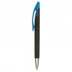 Bolígrafo de plástico con acabado gomoso Azul claro