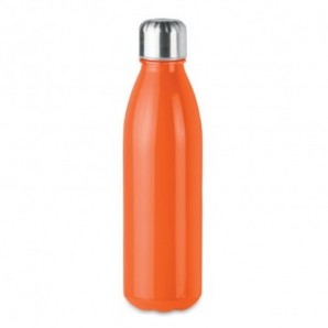 Botella de cristal con tapón de acero inoxidable Naranja