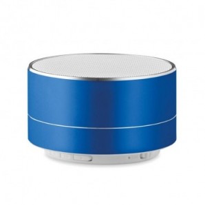 Altavoz Bluetooth redondo de aluminio Azul real