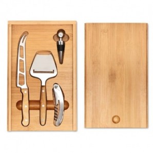 Set para queso y vinos en estuche de bambú Madera