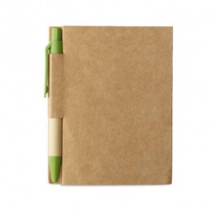Libreta de bosillo reciclado y bolígrafo Verde lima
