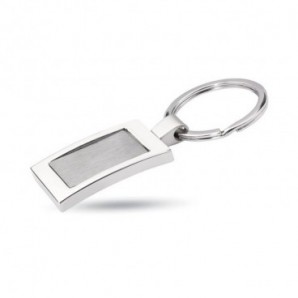 Llavero rectangular de metal cromado Plateado brillante