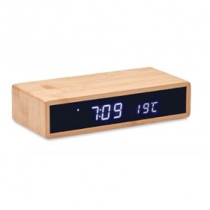 Cargador inalámbrico de bambú Y reloj despertador Madera
