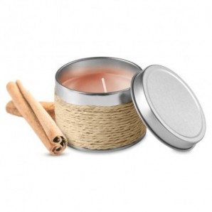 Vela con fragancia en caja metálica Beige