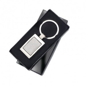 Llavero rectangular de metal cromado - vista 2