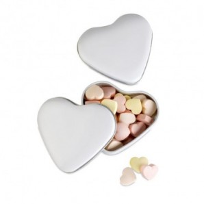 Caja forma corazón con caramelos Blanco