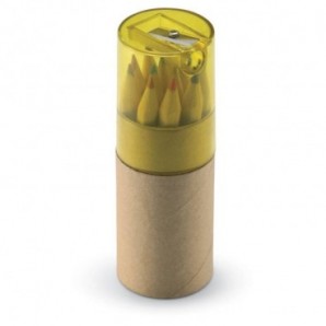 12 lápices de colores en tubo Amarillo transparente