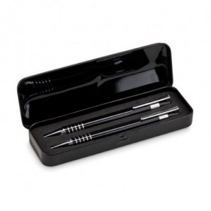 Set de bolígrafo y portaminas de aluminio en caja Negro