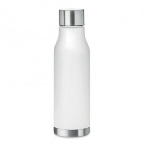 Botella de RPET con acabado de goma 600 ml. Blanco transparente