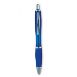 Bolígrafo automático de plástico puntera blanda Azul transparente