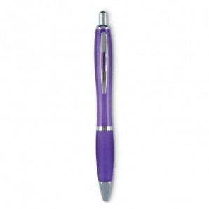 Bolígrafo automático de plástico puntera blanda Violeta transparente