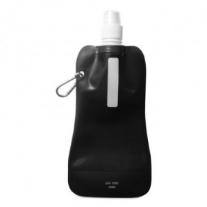 Botella de agua plegable con mosquetón Negro