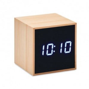 Reloj despertador y temperatura de bambú Madera