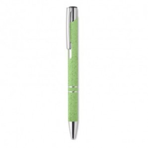 Bolígrafo paja y ABS acabados plateados Verde