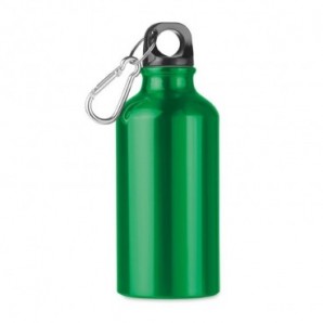 Botella aluminio 400 ml con mosquetón Verde