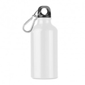 Botella aluminio 400 ml con mosquetón Blanco