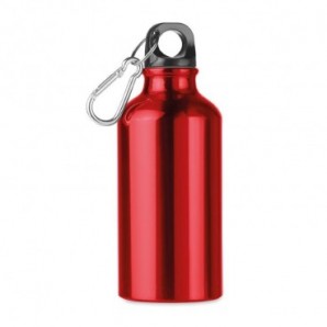 Botella aluminio 400 ml con mosquetón Rojo