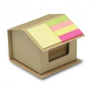 Casita de notas adhesivas en cartón reciclado Beige