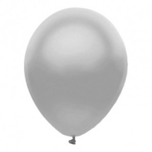 Pack globos metalizado 27cm +varillas +inflador m. Plateado