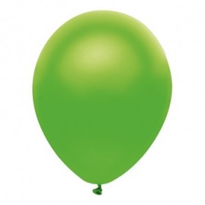 Pack globos metalizado 27cm +varillas +inflador m. Verde