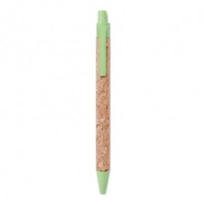 Bolígrafo con pulsador en corcho Verde