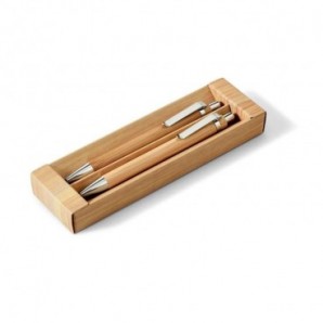 Set de bolígrafo y portaminas de bambú Natural