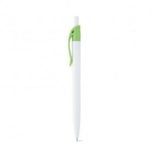 Bolígrafo blanco con clip en color Verde claro