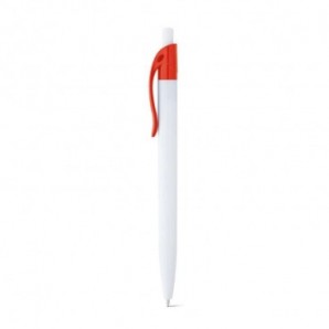 Bolígrafo blanco con clip en color Rojo