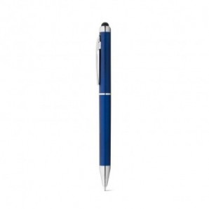 Bolígrafo metalizado con clip de metal y puntero Azul real