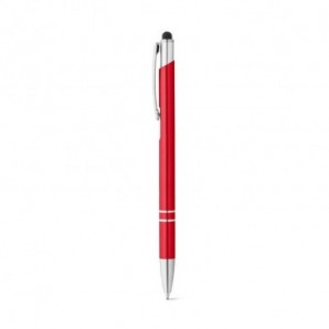 Bolígrafo de aluminio con puntero y clip Rojo